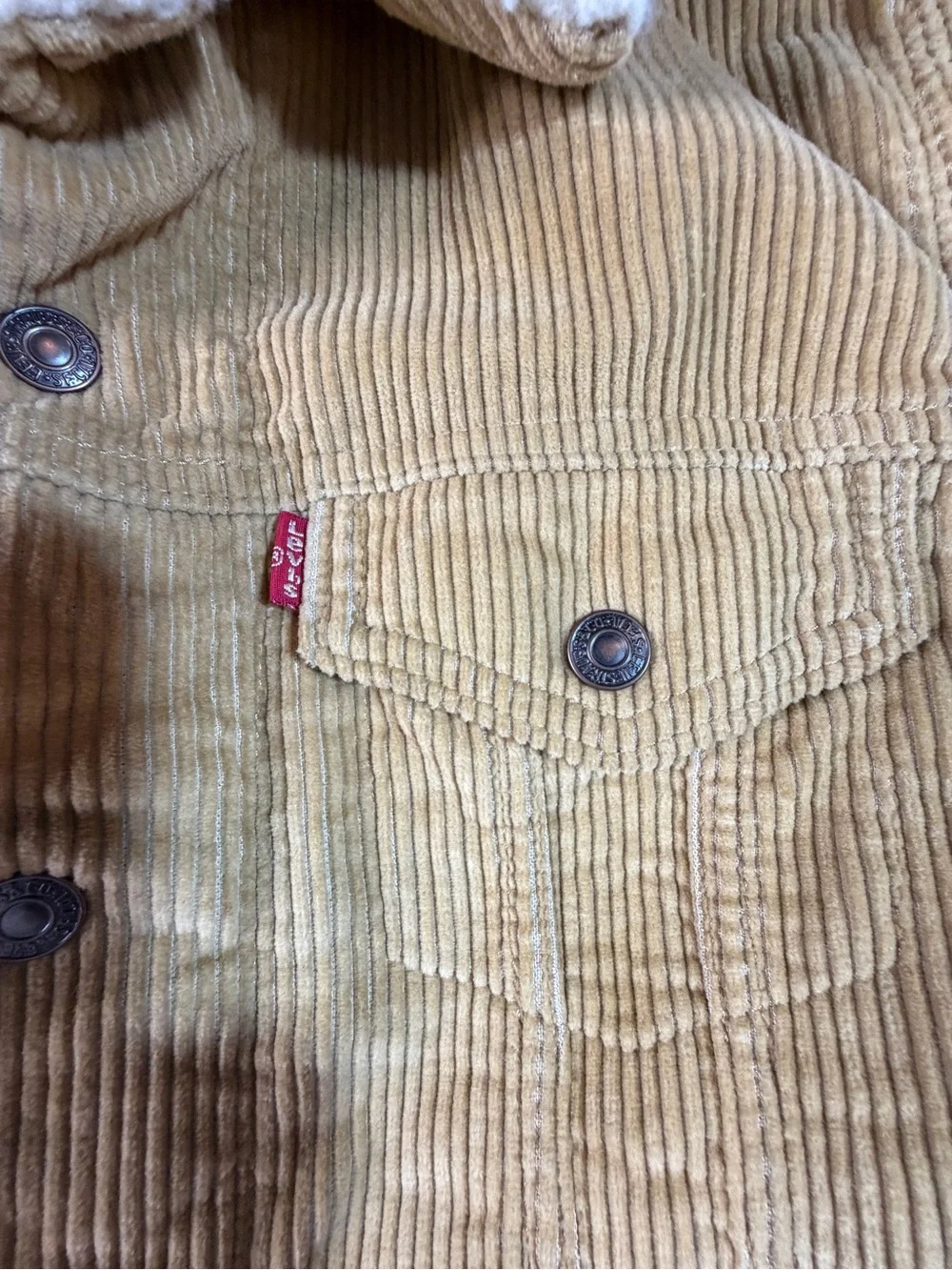 Levi’s Sherpa Lined Corduroy Trucker Jacket Tan/Camel Size M